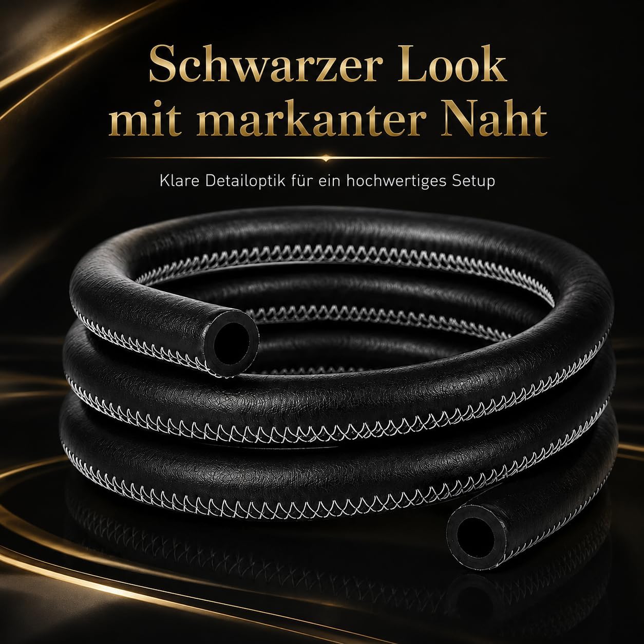Tiger Wood Shisha-Lederschlauch Schwarz – 1,5 m mit Silikonschlauch – Bild 4