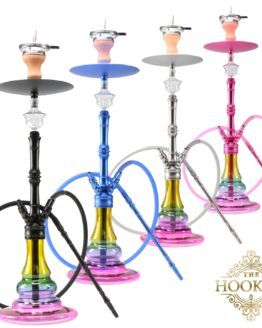 Vier Shishas in Schwarz, Blau, Silber und Pink