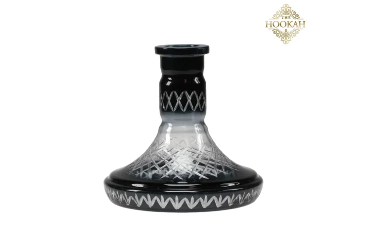 Schwarz-transparente Shisha-Steckbowl mit geschliffenem Muster