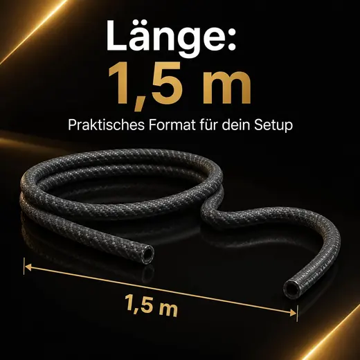 Shisha-Silikonschlauch Carbon Schwarz Matt – Länge ca. 1,5 m
