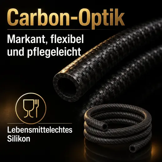Shisha-Silikonschlauch Carbon Schwarz Matt – Material und Oberfläche