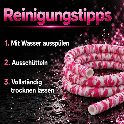 Shisha-Silikonschlauch Camouflage Pink – Reinigung und Pflege