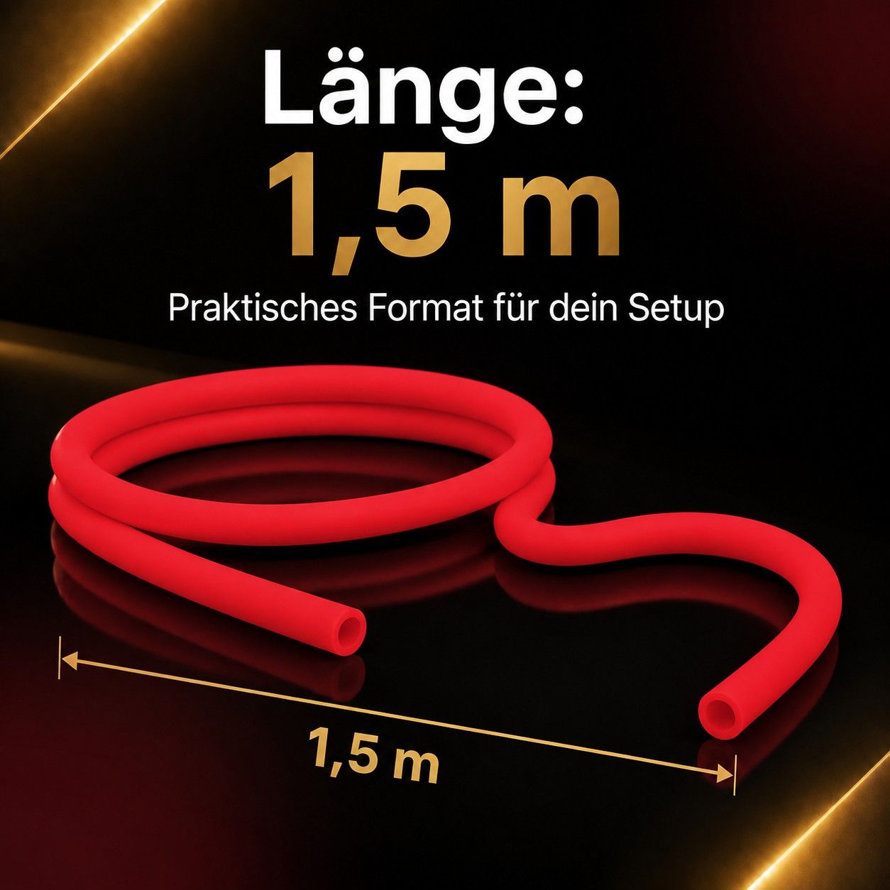 Shisha-Silikonschlauch Rot Matt – Länge ca. 1,5 m
