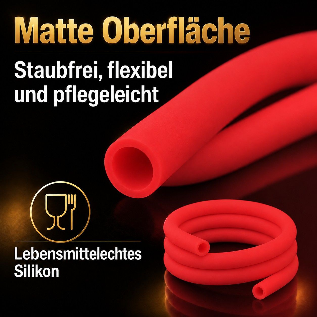 Shisha-Silikonschlauch Rot Matt – Material und Oberfläche