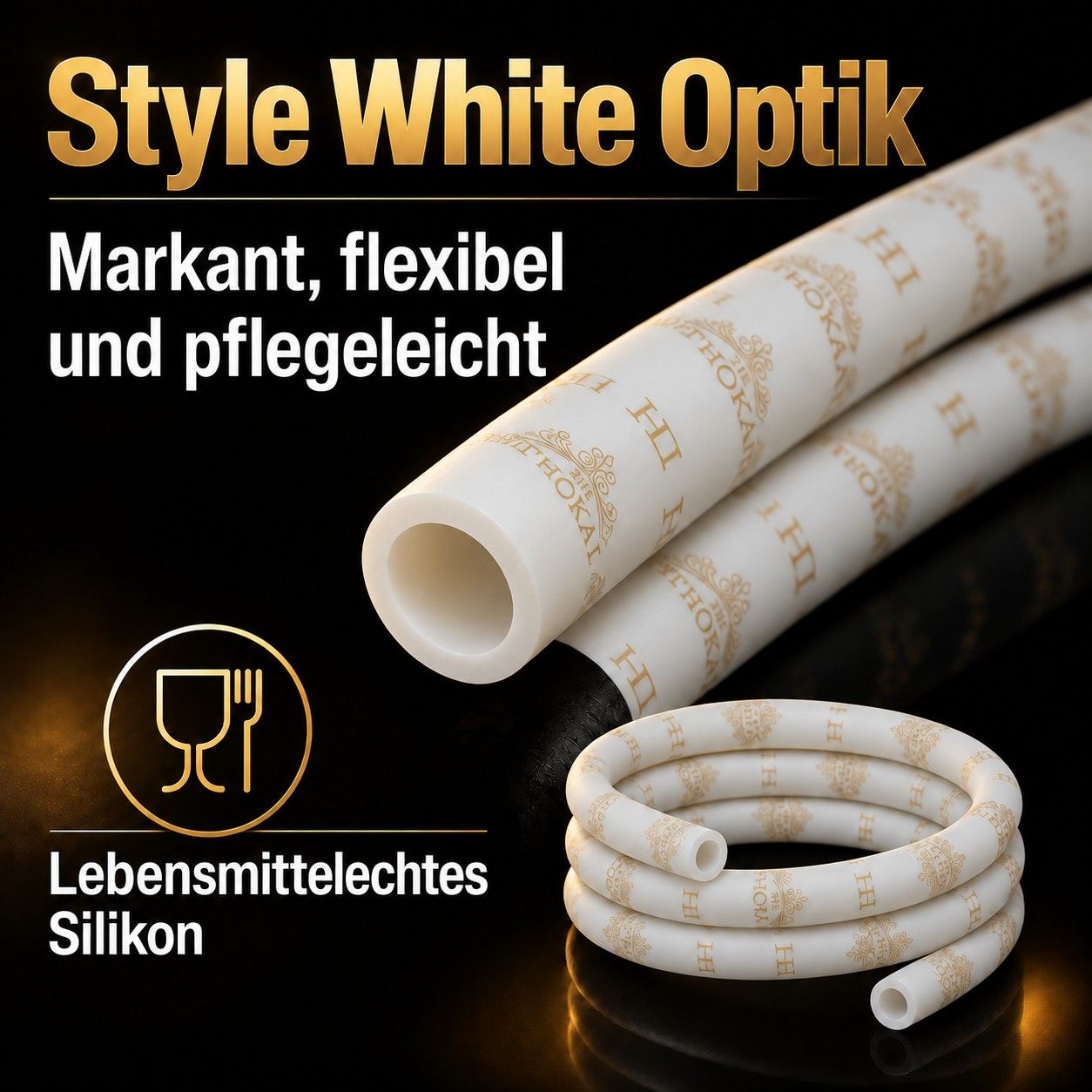 THE HOOKAH White Silikonschlauch – Material und Oberfläche