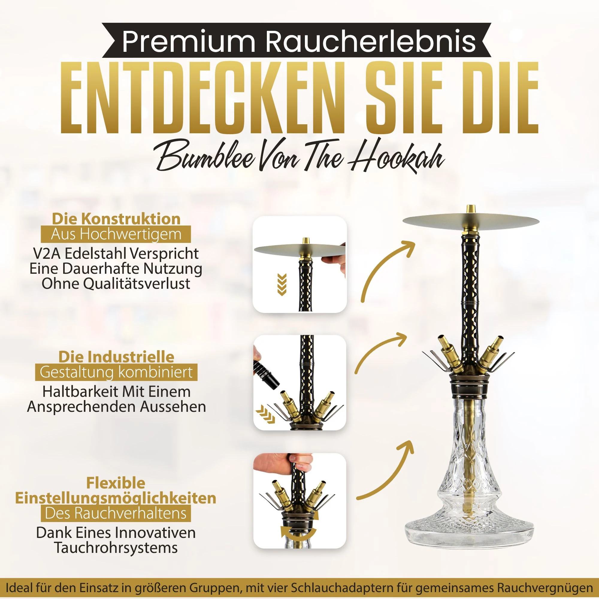Bumblebee Shisha in Schwarz und Gelb – Produktansicht