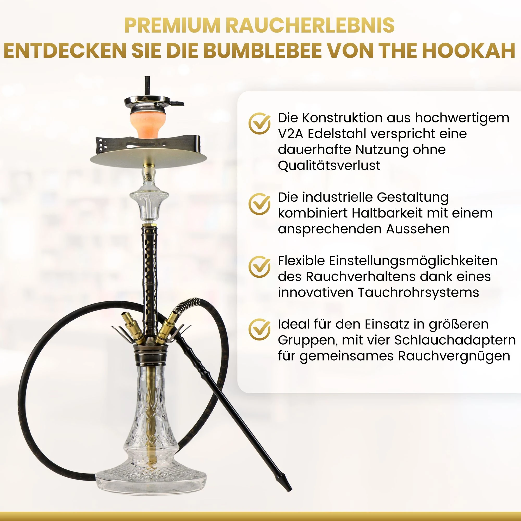 Bumblebee Shisha in Schwarz und Gelb – Produktansicht