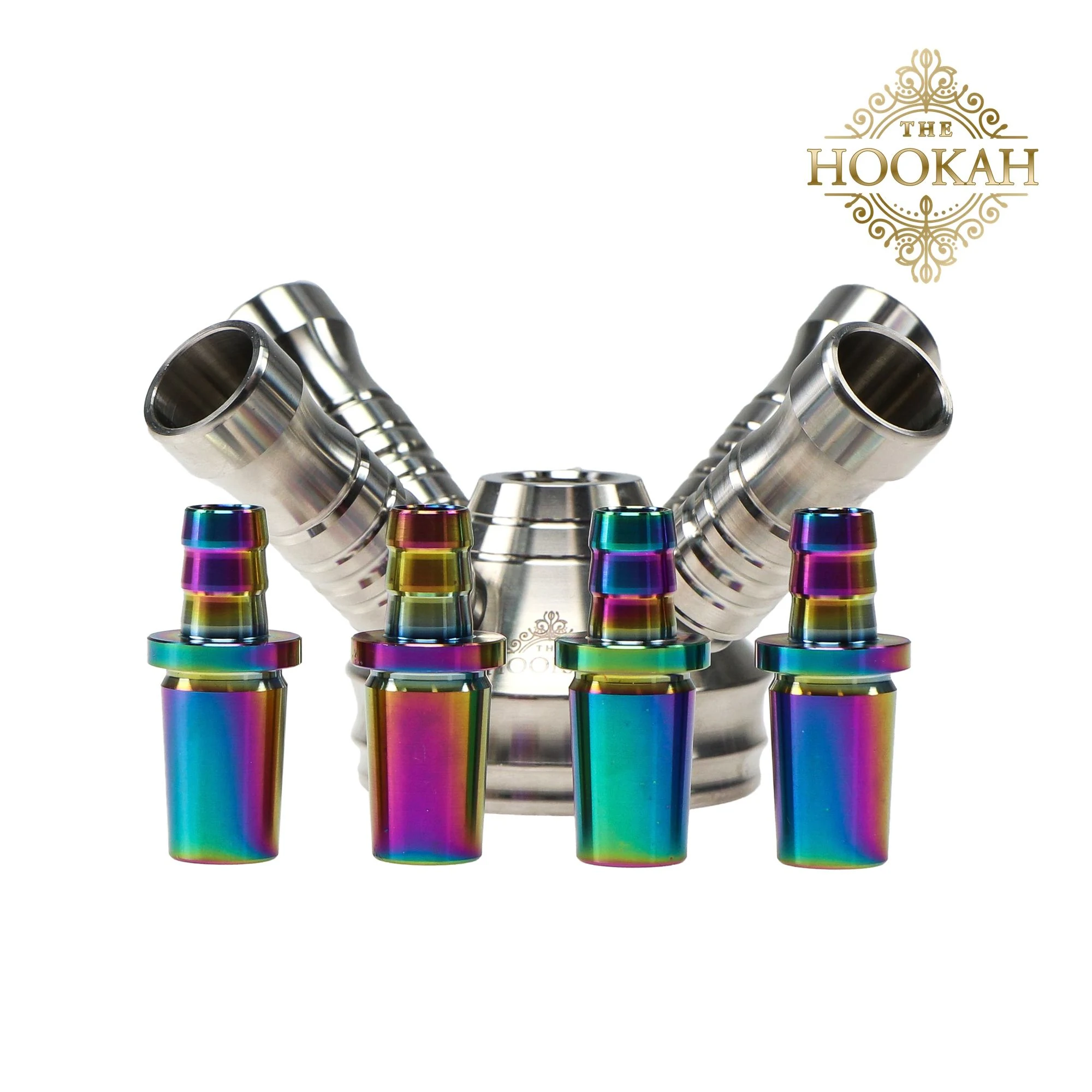 Vier Rainbow-Schliffadapter aus V2A-Edelstahl 18/8