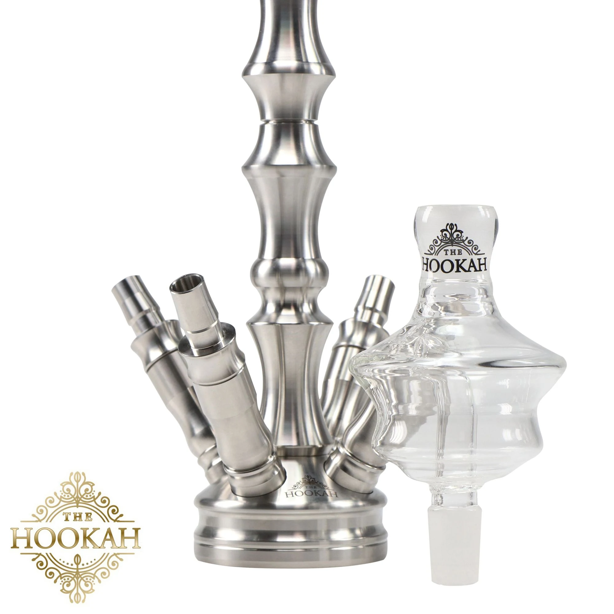 Shisha-Rauchsäule mit mehreren Schlauchanschlüssen und Glas-Molassefänger