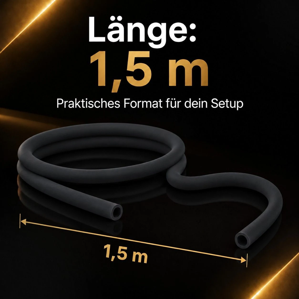 Shisha-Silikonschlauch Schwarz Matt – Länge ca. 1,5 m