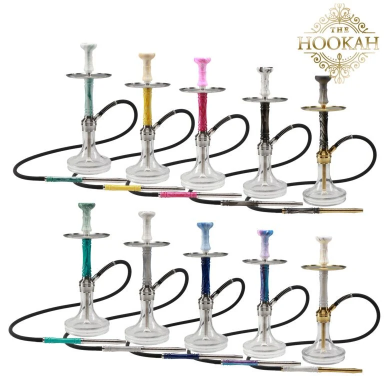 THE HOOKAH 2Pac Shisha aus V2A Edelstahl mit Epoxidharz Rauchsäule, Doppel-Kohleteller und verschiedenen Colorwaves