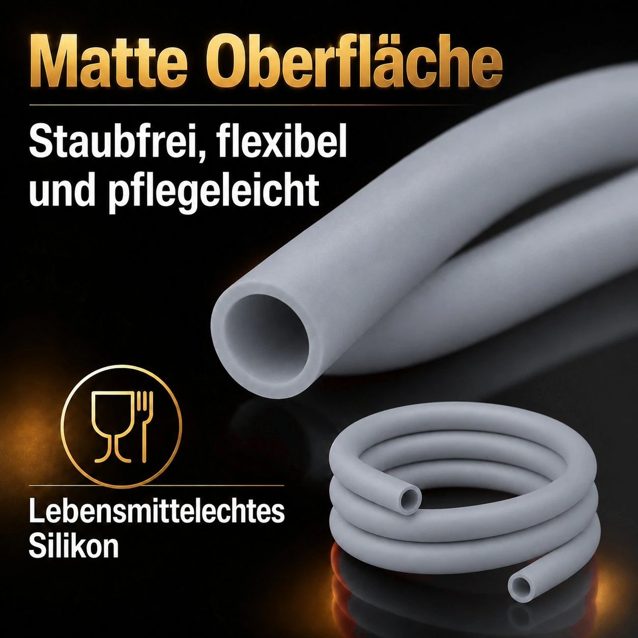 Shisha-Silikonschlauch Silber Matt – Material und Oberfläche