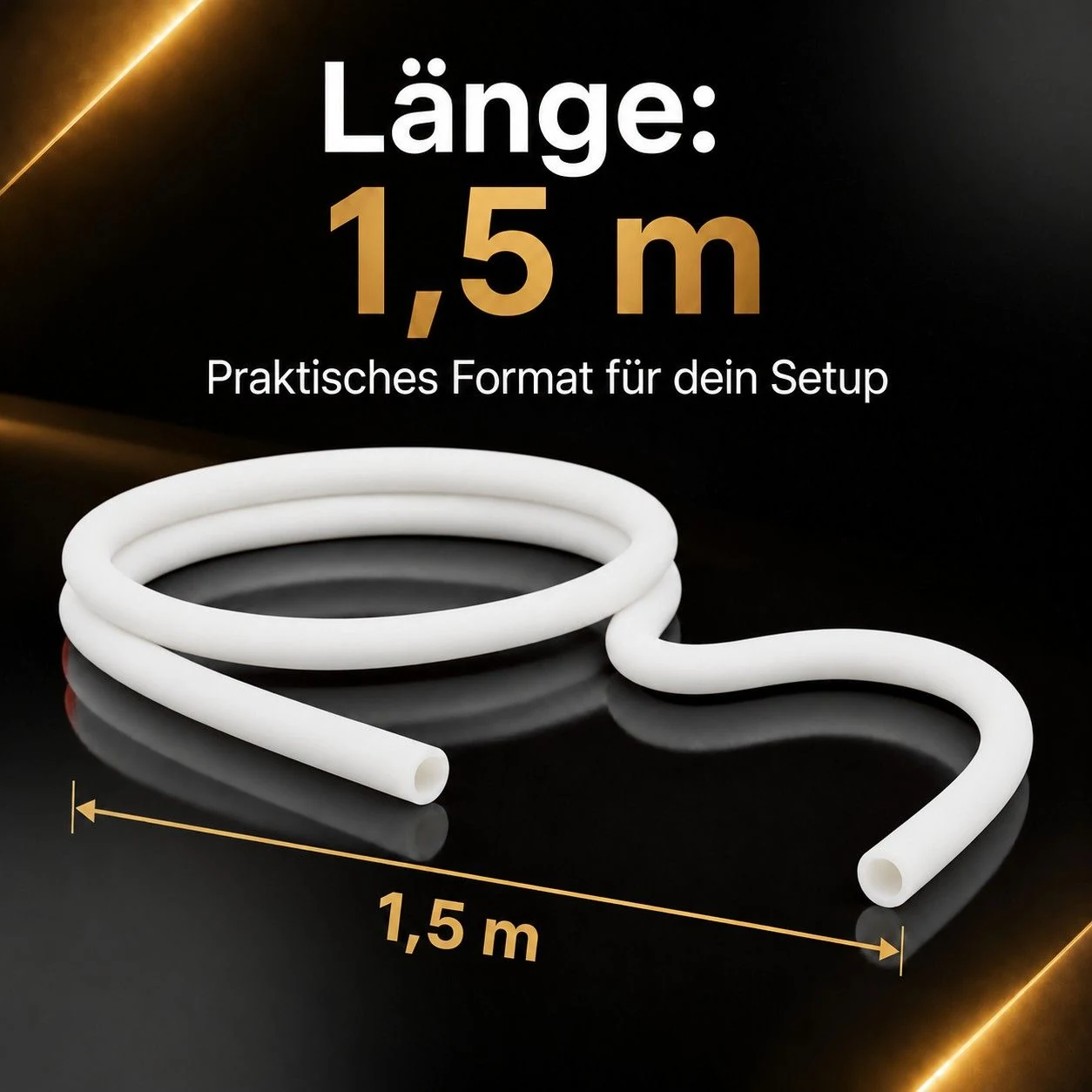 Shisha-Silikonschlauch Weiß Matt – Länge ca. 1,5 m
