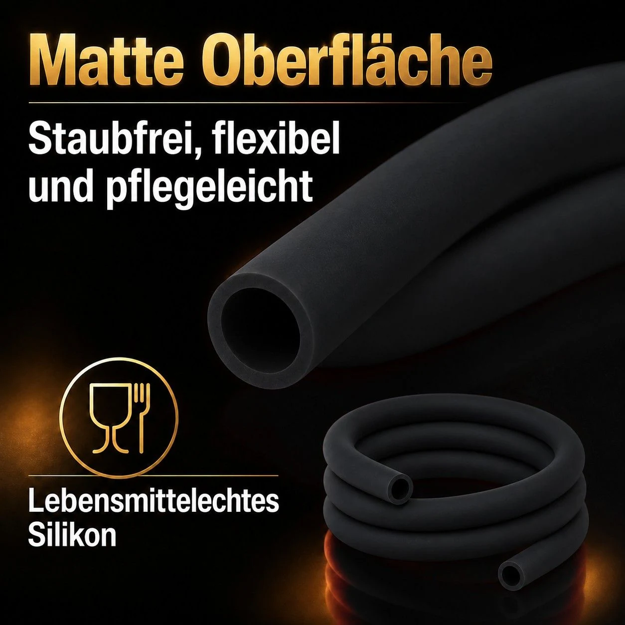 Shisha-Silikonschlauch Schwarz Matt – Material und Oberfläche