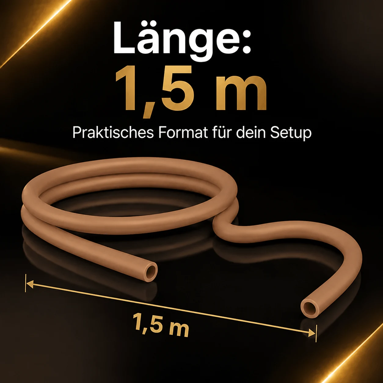 Shisha-Silikonschlauch Gold Matt – Länge ca. 1,5 m