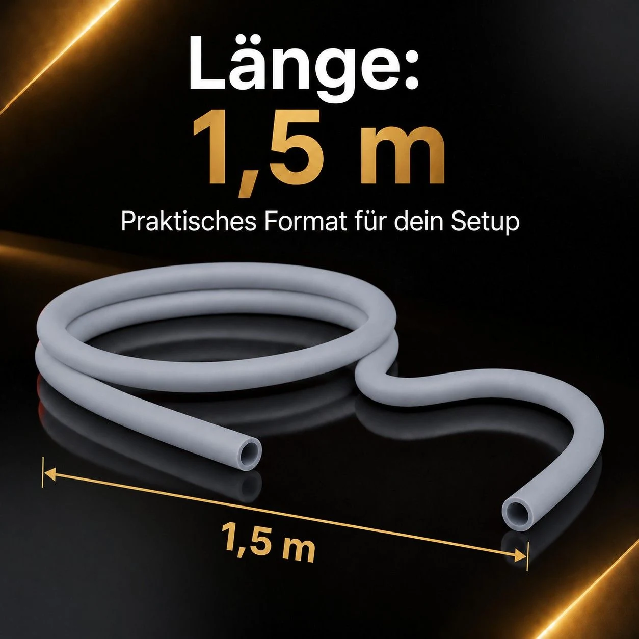 Shisha-Silikonschlauch Silber Matt – Länge ca. 1,5 m