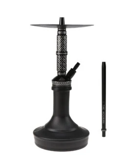 THE HOOKAH VENOM Shisha aus V2A Edelstahl in Schwarz Matt mit CNC Rauchsäule und verstecktem Blow-Off-System